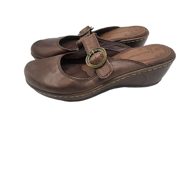 Baretraps Womens Size 8 M Genuine Leather Slip on Mary Janes Clogs Brown Mule - Picture 2 of 8